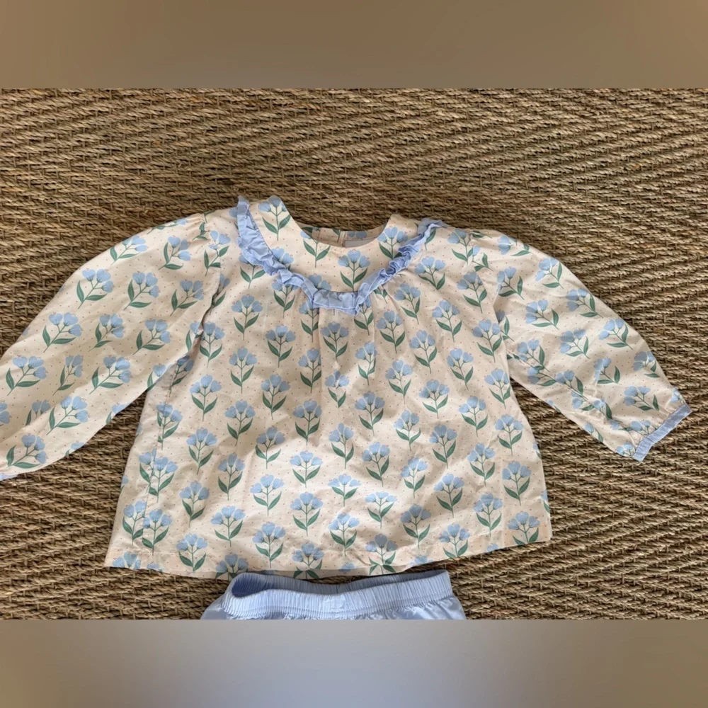 Blue and Cream Kids Outfit Set